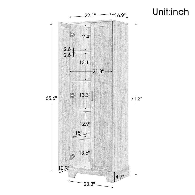 Storage Cabinet with Two Doors and Adjustable Shelf